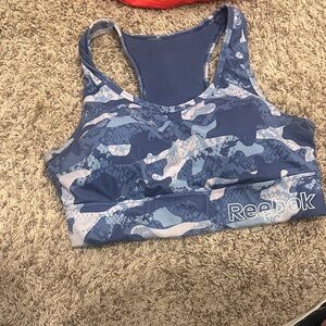 Reebok Women's Blue and Gray Camo Swim Top